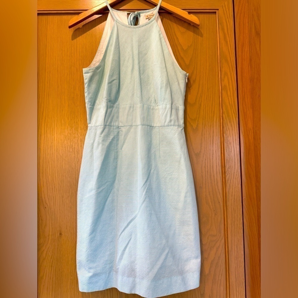 Cremieux Tank Style Fitted Cottonblend Lined Dress / Robbins egg and white / 2